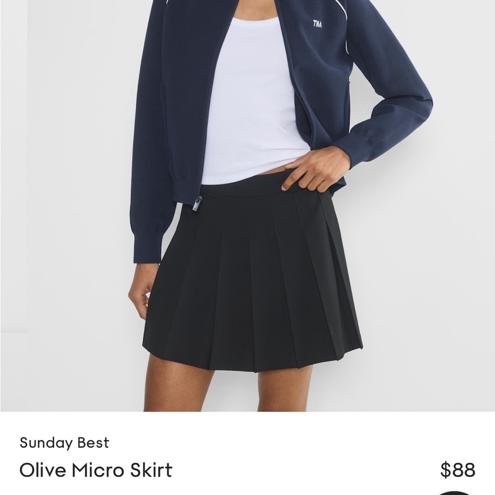 Aritzia Sunday Best Olive Pleated Skirt BNWT -2